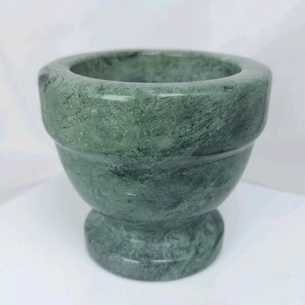 Green Natural Marble Mortar And Pestle Footed Spice Grinder Bartender Muddler